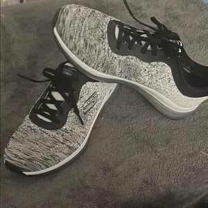 Skechers Black and White Athletic Shoes